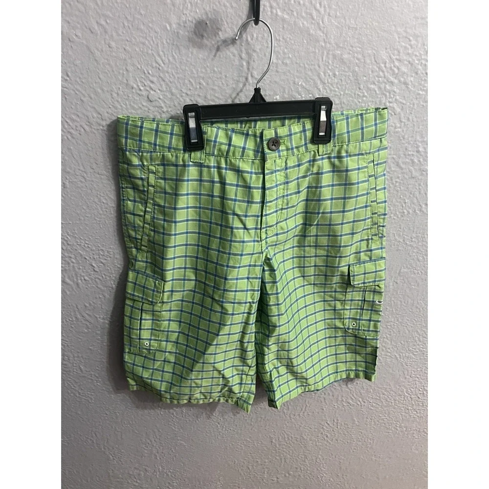 Nike  Golf Shorts Green Plaid  Adjustable Waist Boys Youth Size‎ Large